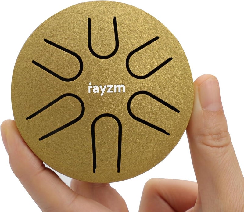 Rayzm Pocket Titanium Steel Tongue Drum, 3 Inches (8cm) 6 Tones A-Key Handpan Tank Drum, Mini Hand Drum Pentatonic Scale Percussion Instrument. - Image 5